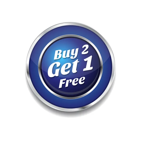 Buy 2 Get 1 Free Glossy Shiny Circular Vector Button — Stock Vector