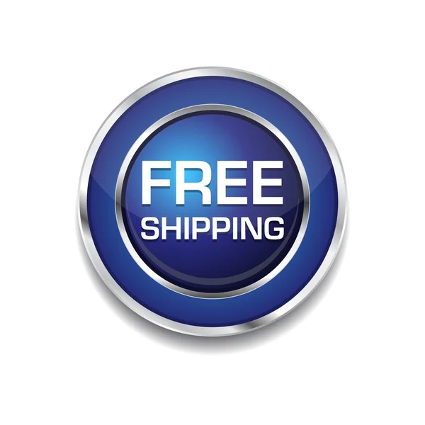 Free Shipping Glossy Shiny Circular Vector Button — Stock Vector