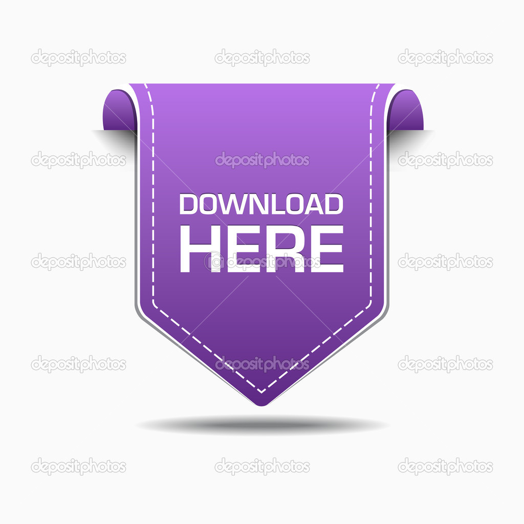 Download Here Purple Label Icon Vector Design