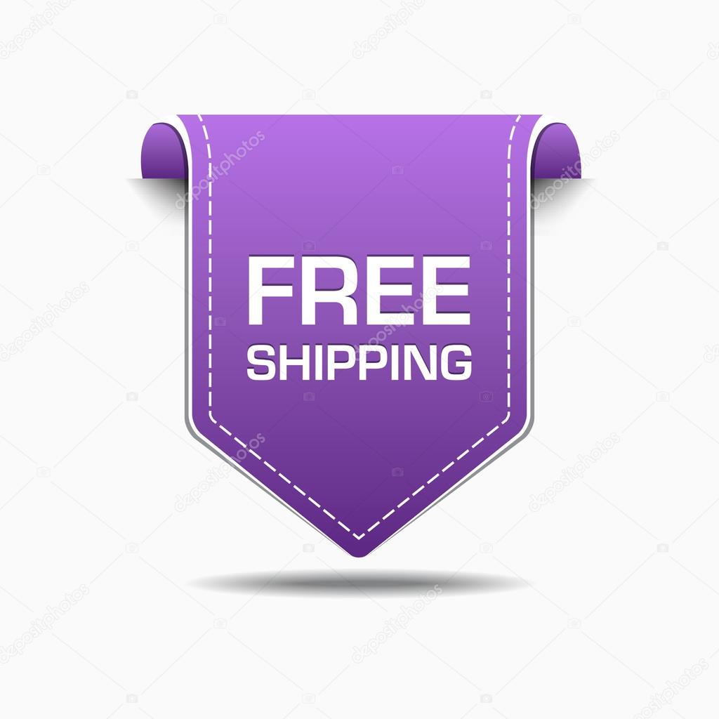 Free Shipping Purple Label Icon Vector Design