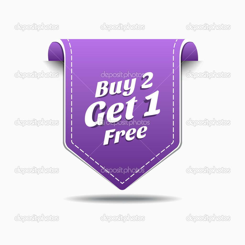 Buy 2 Get 1 Purple Label Icon Vector Design