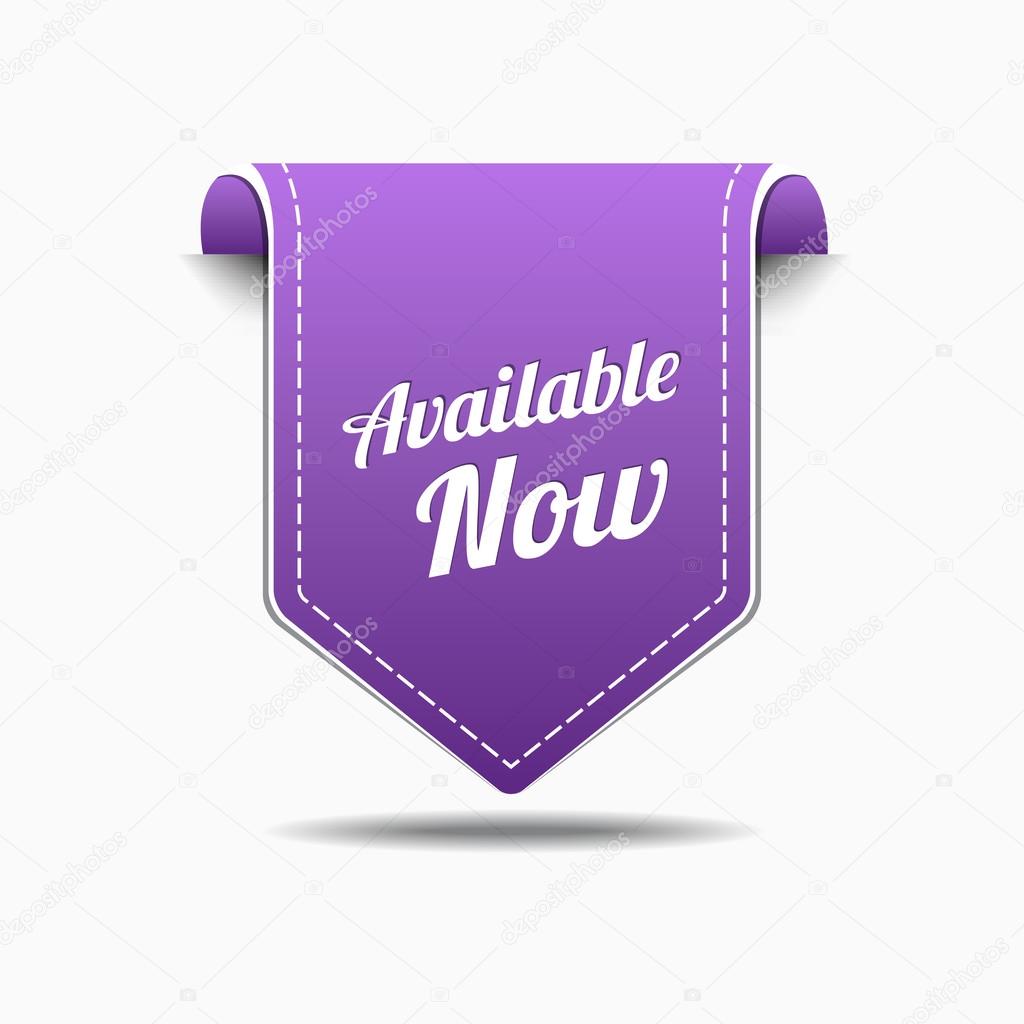 Available Now Purple Label Icon Vector Design