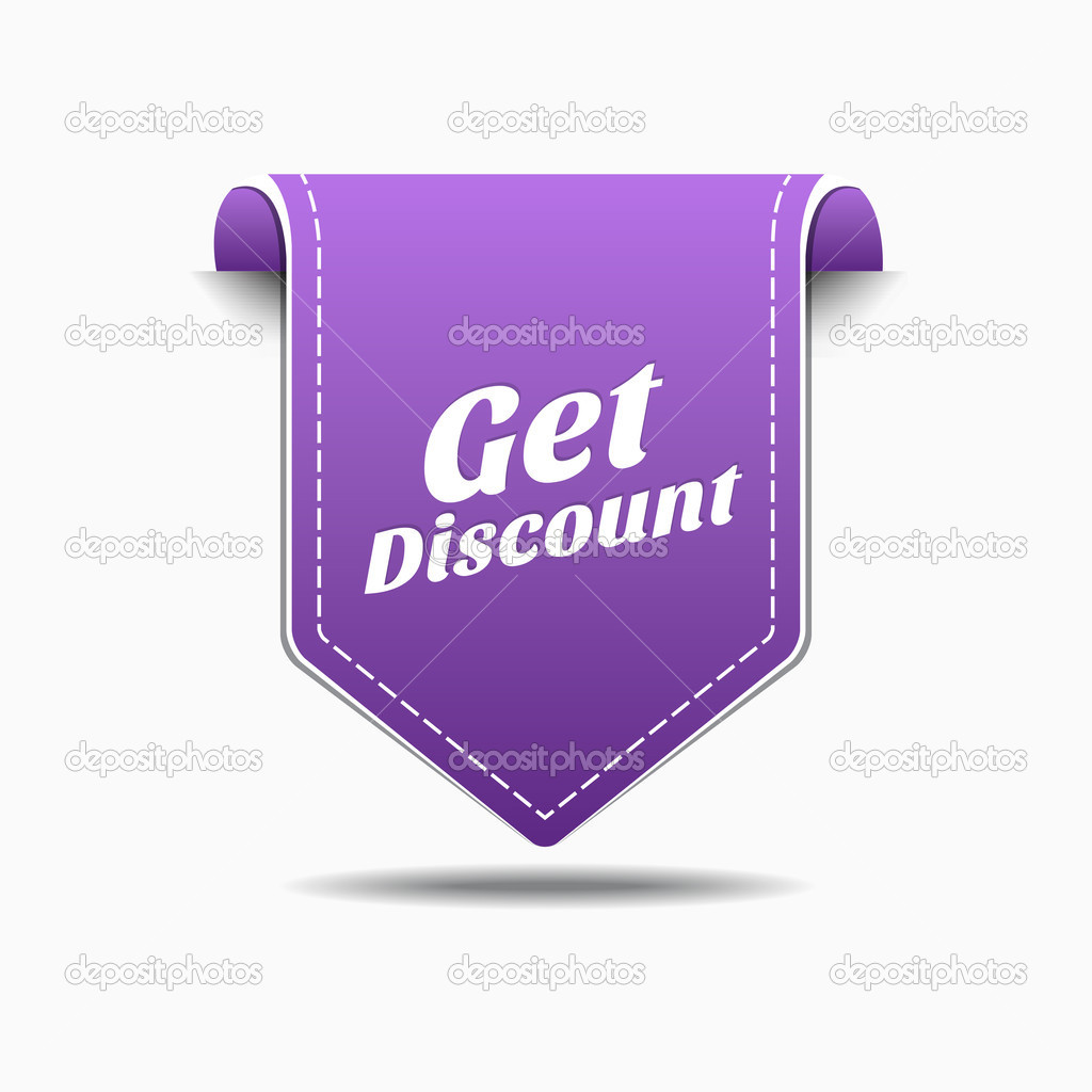 Get Discount Purple Label Icon Vector Design