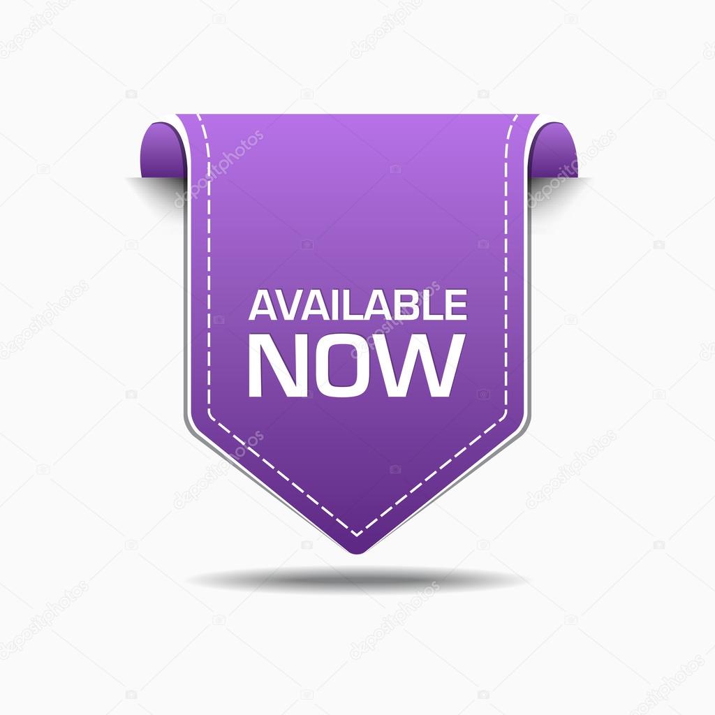 Available Now Purple Label Icon Vector Design