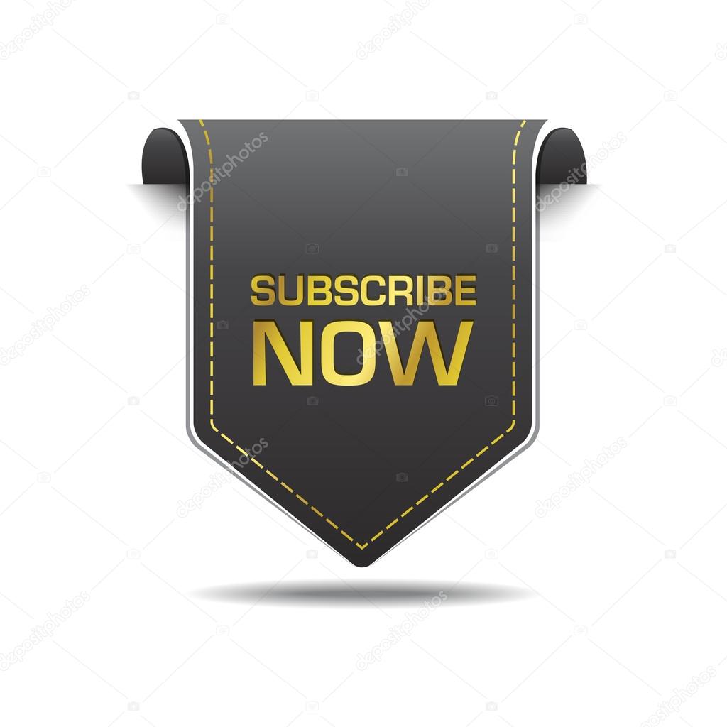 Subscribe Now Gold Black Label Vector Icon Set
