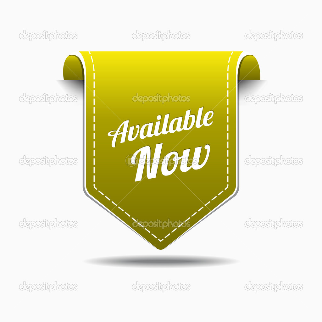 Available Now Yellow Label Icon Vector Design