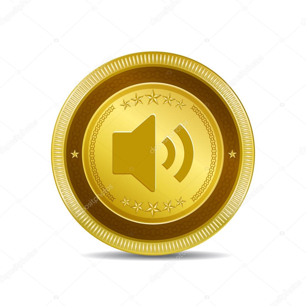 Voulme Circular Gold Vector Web Button Icon