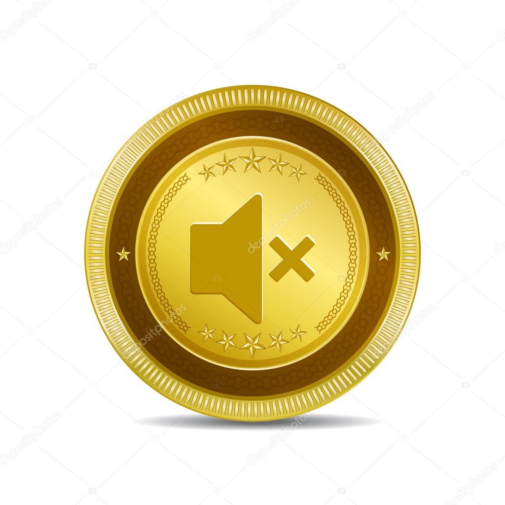 Mute Circular Gold Vector Web Button Icon