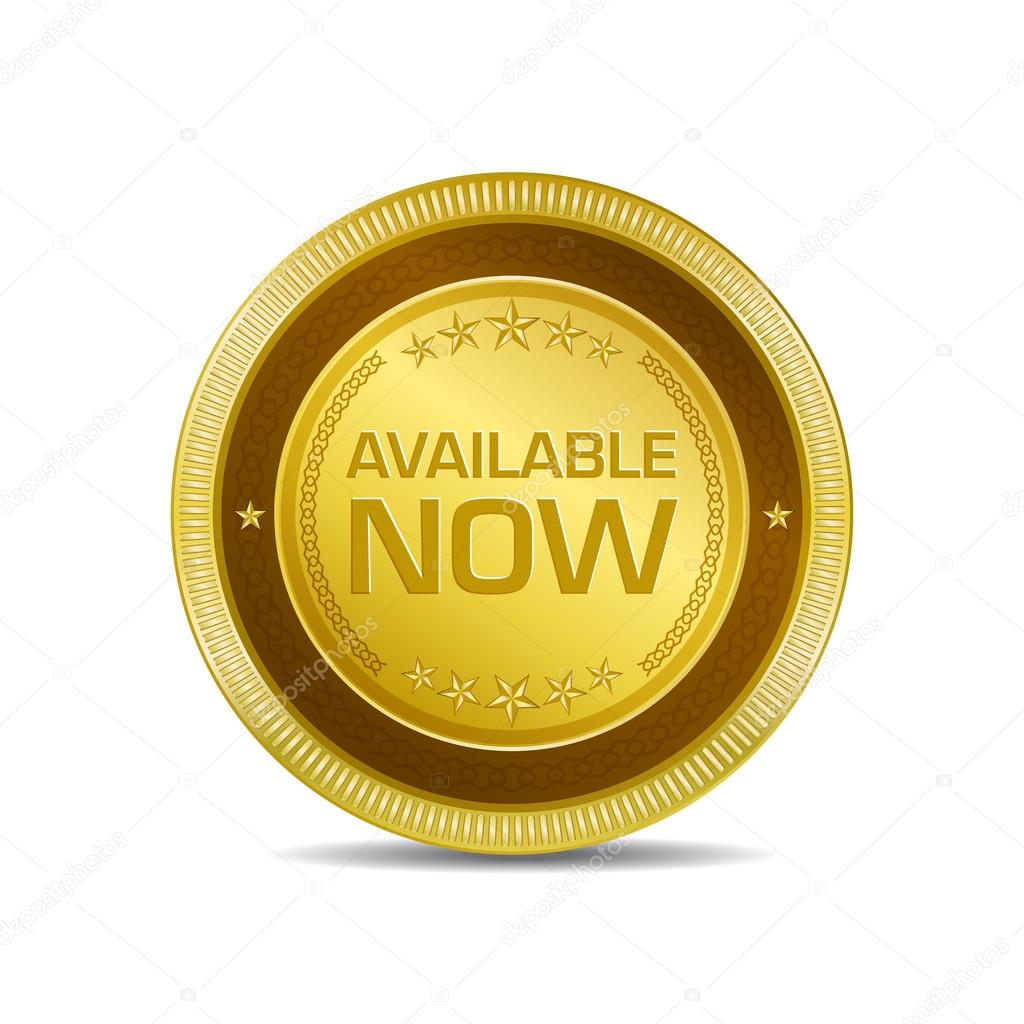 Available Now Glossy Shiny Circular Vector Button