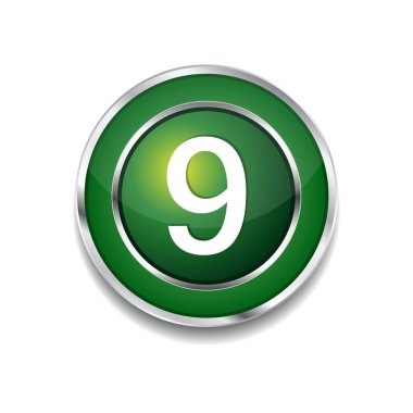 9 numaralı dairesel vektör yeşil web simgesi düğmesini