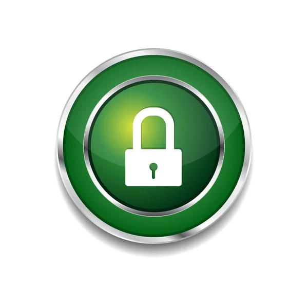 Захищений круглий зелений вектор веб кнопка піктограма — стоковий вектор