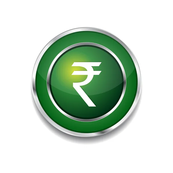 Rupie segno di valuta circolare Vettore Green Web Icon Button — Vettoriale Stock