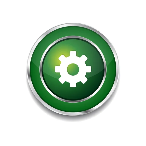 Inställningsknappen cirkulär vektor grön web icon — Stock vektor