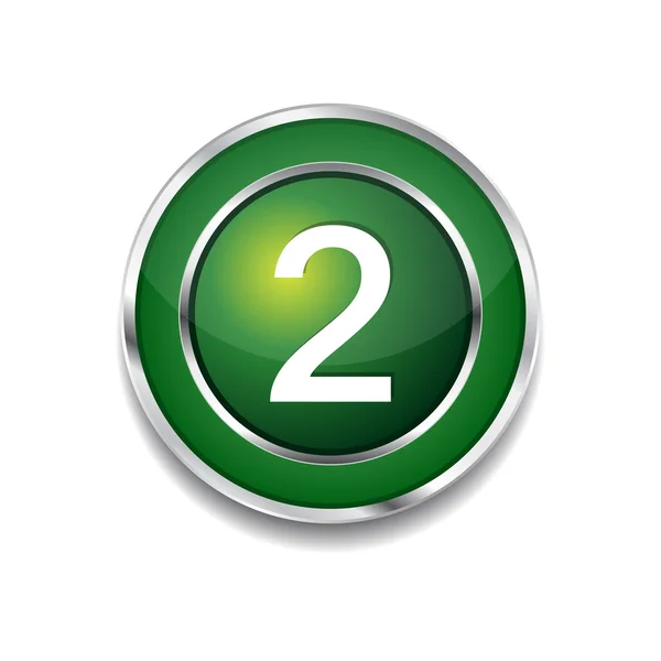 2 Número Circular Vector Verde Web Icono Botón — Archivo Imágenes Vectoriales