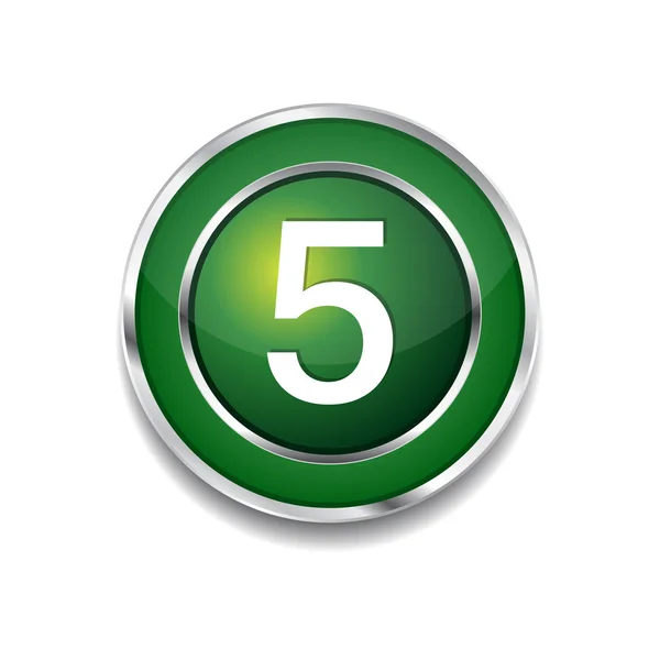 5 nummer circulaire vector de knoop van het pictogram van de groene web — Stockvector