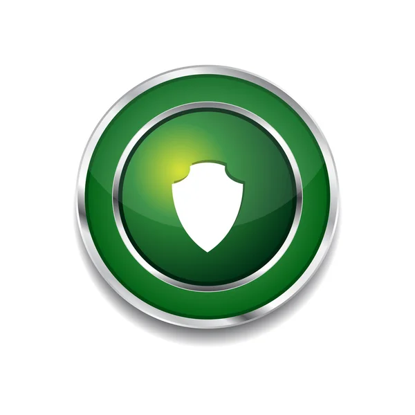 Escudo Circular Vector Verde Web icono botón — Vector de stock