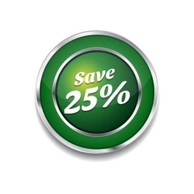 yüzde 25'i parlak parlak dairesel vektör düğme kaydetmek