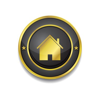 ev dairesel altın siyah vektör web düğme simgesi