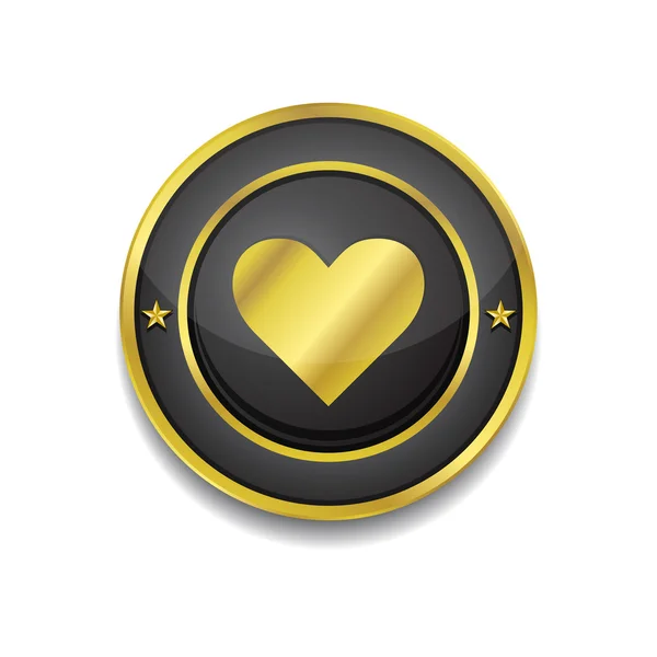Ikona przycisku web okrągły złoty czarny wektor serca — Wektor stockowy