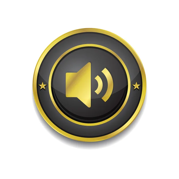 Voulme Circular Golden Black Vector Web Button Icon — Stock Vector