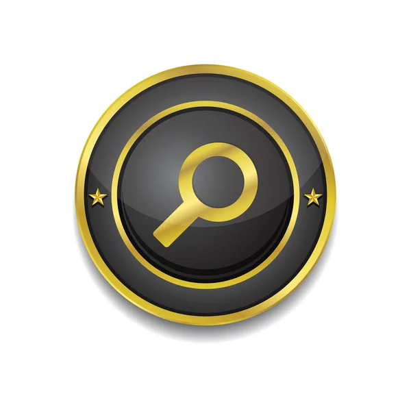 Búsqueda Circular Golden Black Vector Web Button Icon — Vector de stock