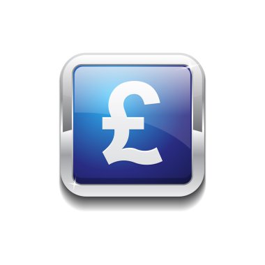 vector mavi web simgesi düğmesini pound para birimi işareti kare