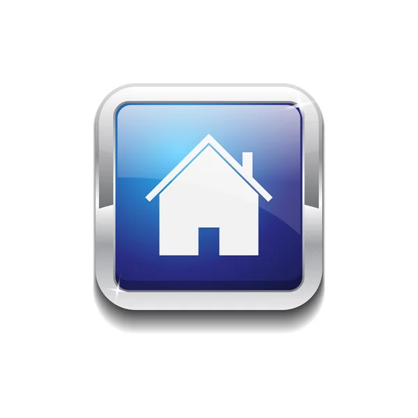 Yuvarlak köşe kare mavi ev vektör web düğme simgesi — Stok Vektör