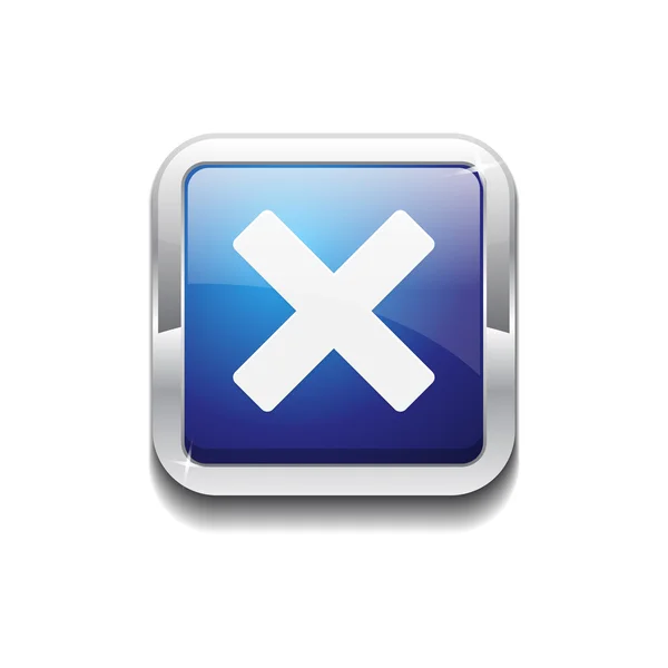 Cruz de canto arredondado quadrado azul vetor Web botão ícone — Vetor de Stock