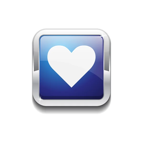 Cuore arrotondato angolo quadrato blu vettoriale icona web pulsante — Vettoriale Stock