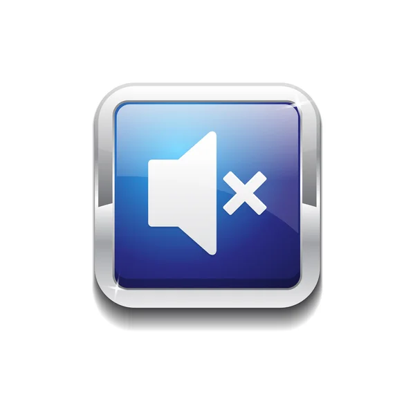 Mute arredondado canto quadrado azul vetor Web botão ícone — Vetor de Stock