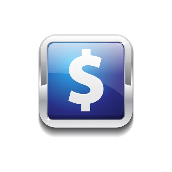 Dólar Moneda Signo Cuadrado Azul Vector Web Botón icono — Vector de stock