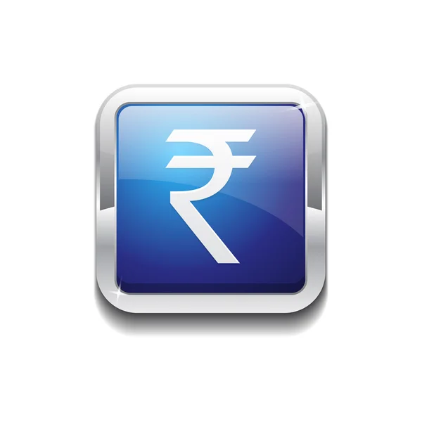 Rupee Currency Sign Vector Blue Web Icon Button — Stock Vector