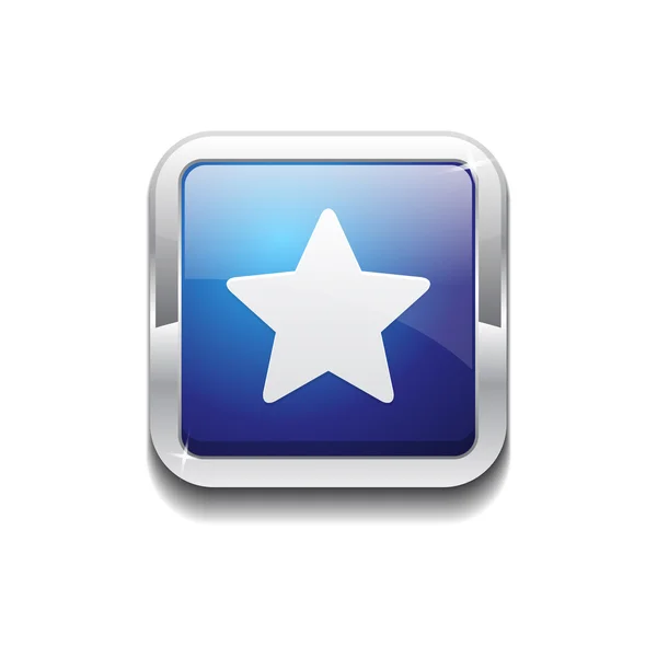Estrella redondeada esquina cuadrada vector azul Web icono botón — Vector de stock