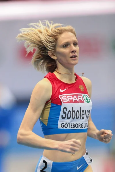 Kapalı Avrupa Atletizm Şampiyonası 2013. Yelena soboleva — Stok fotoğraf