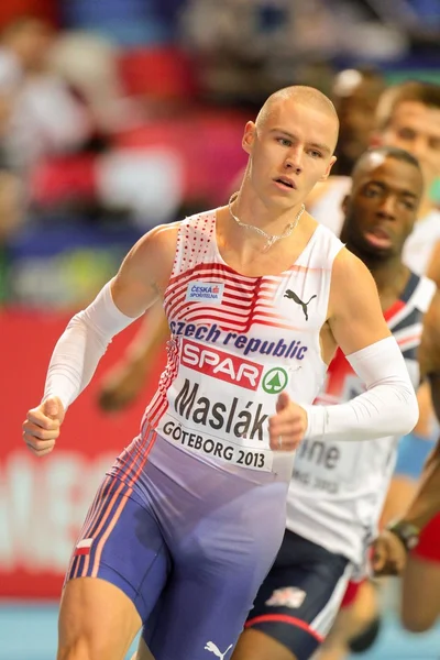 Campeonato Europeu de Atletismo Indoor 2013. Pavel Maslak — Fotografia de Stock