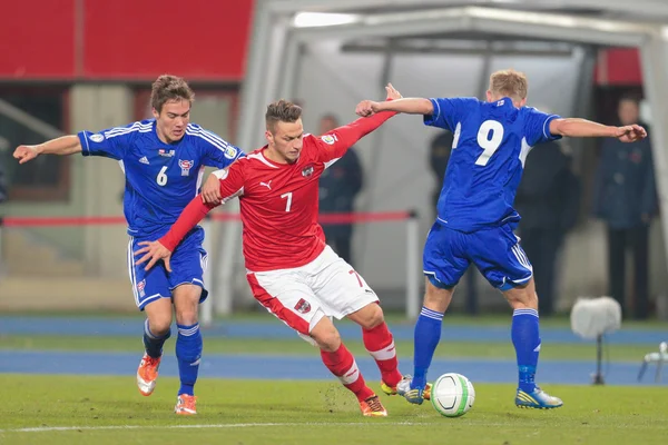 Oostenrijk vs. Faeröer. Marko arnautovic — Stockfoto