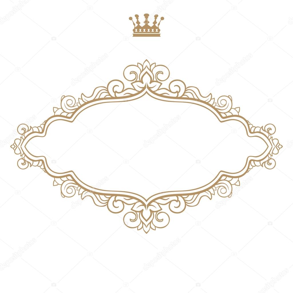 Elegant Royal Frame With Crown Stock Illustration