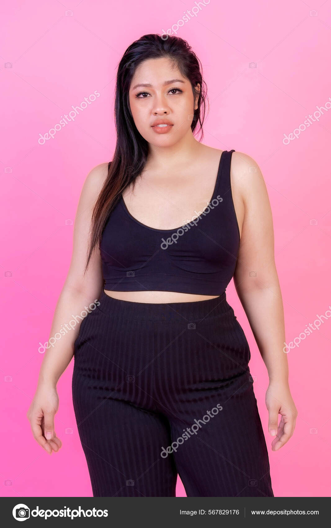 Portrait Beautiful Asian Fat Women Fat Girl Chubby Plump Young