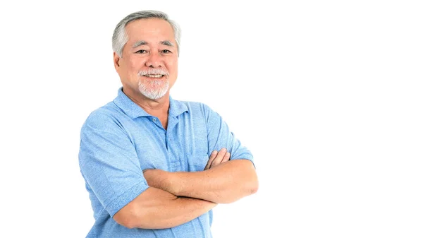 Porträt Asiatischer Älterer Mann Alter Mann Gute Gesundheit Isoliert Auf — Stockfoto