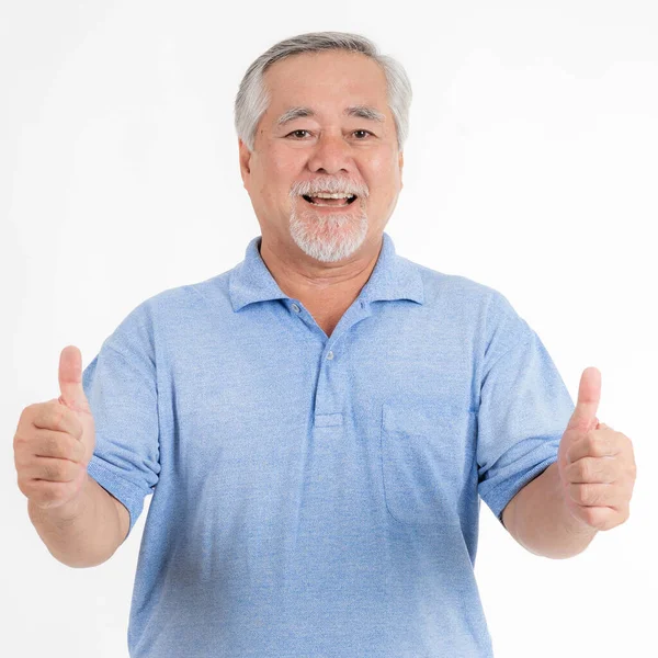 Портрет Азиатский Пожилой Человек Старик Чувствовать Себя Счастливым Хорошее Здоровье — стоковое фото
