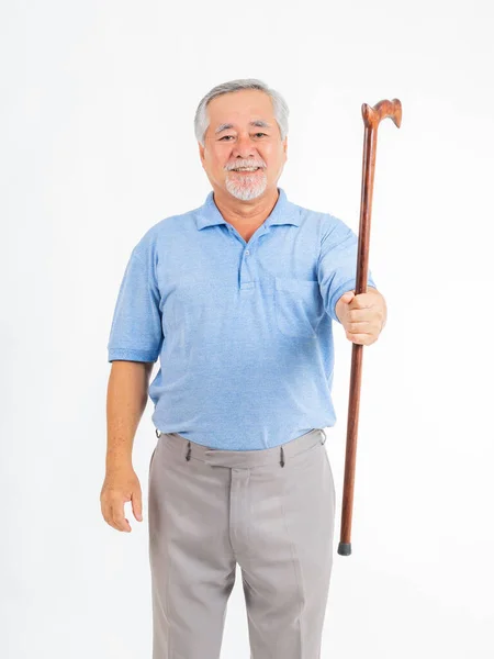Portrait Asian Senior Man Old Man Feel Happy Good Health — Stock Photo, Image
