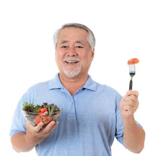 Lifestyle Senior Man Gelukkig Genieten Van Het Eten Van Dieet — Stockfoto