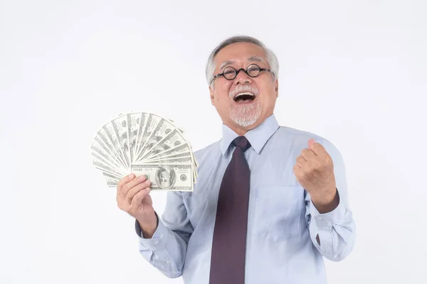 Business Senior Rich Man Asian Senior Man Old Man Holding —  Fotos de Stock