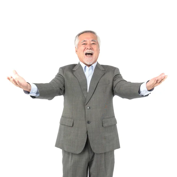 Asiatische Senior Geschäftsmann Alter Mann Mit Anzug Fröhlich Lächelnd Mann — Stockfoto
