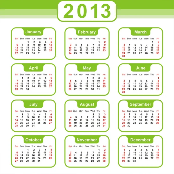 Calendario 2013 — Archivo Imágenes Vectoriales