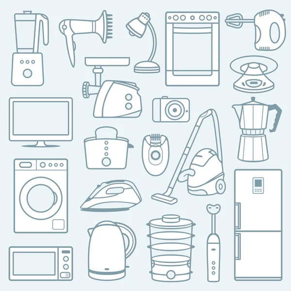 Home Appliances Line Icons — Stock Vector