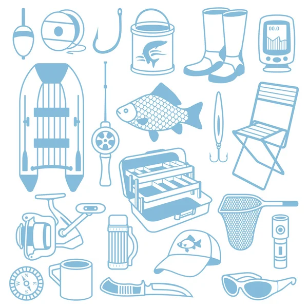 Iconos de pesca — Vector de stock