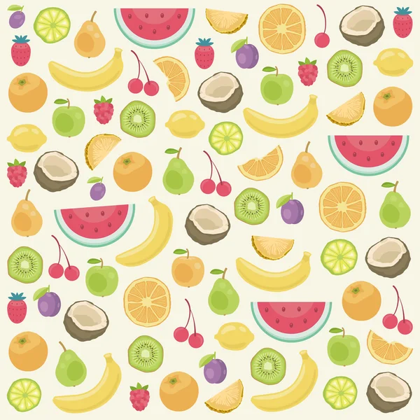 Frutas fondo sin costuras — Vector de stock