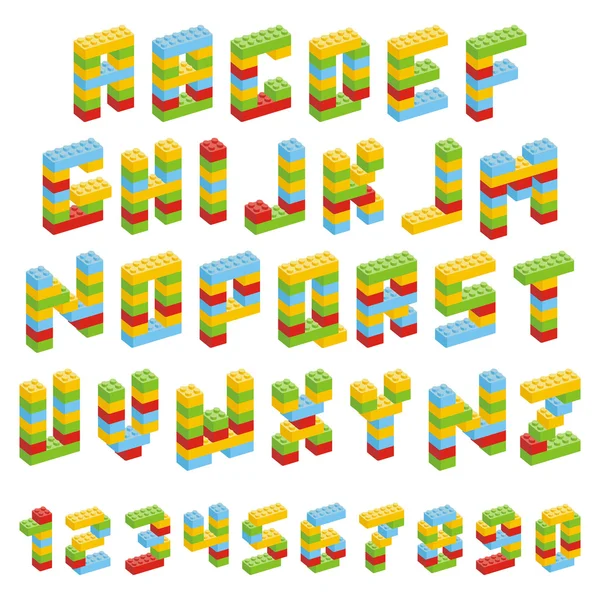 Alfabet set gemaakt van blokken geïsoleerd — Stockvector