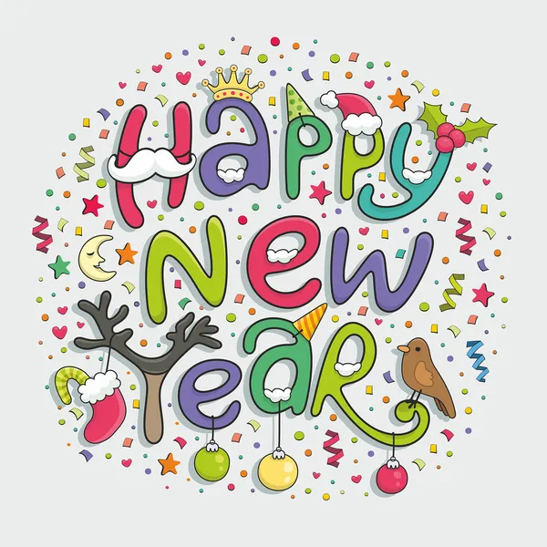 Happy New Year Hand Lettering — Stock Vector